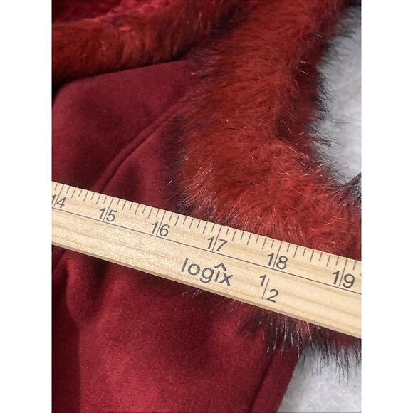 Tasha Polizzi Vest Womens Large Red Faux Fur Trim Suede Southwestern Western - Picture 9 of 10